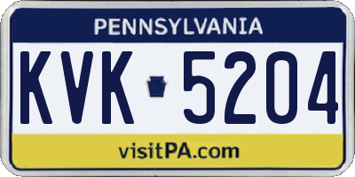 PA license plate KVK5204