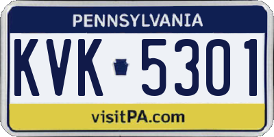 PA license plate KVK5301