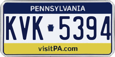 PA license plate KVK5394