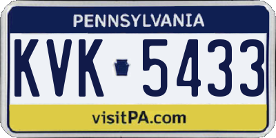 PA license plate KVK5433