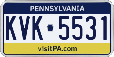 PA license plate KVK5531