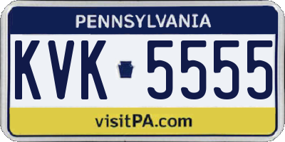 PA license plate KVK5555