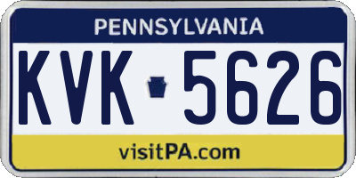 PA license plate KVK5626