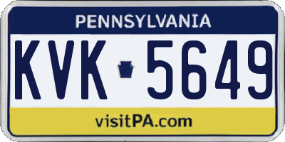 PA license plate KVK5649