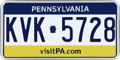 PA license plate KVK5728