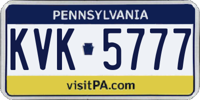 PA license plate KVK5777