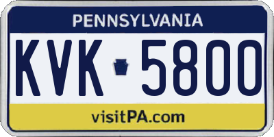 PA license plate KVK5800