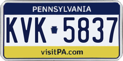 PA license plate KVK5837