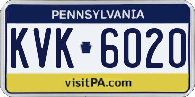 PA license plate KVK6020