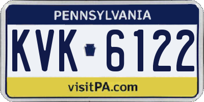 PA license plate KVK6122