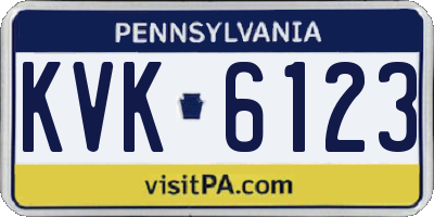 PA license plate KVK6123