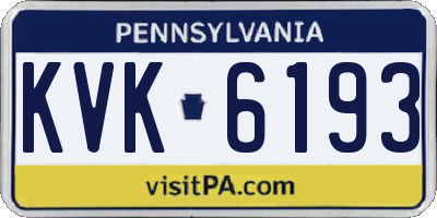 PA license plate KVK6193