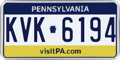 PA license plate KVK6194