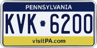 PA license plate KVK6200