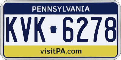 PA license plate KVK6278