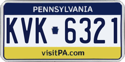 PA license plate KVK6321
