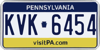 PA license plate KVK6454