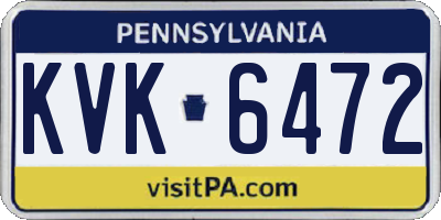 PA license plate KVK6472