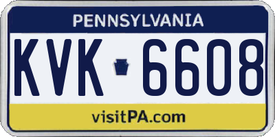 PA license plate KVK6608