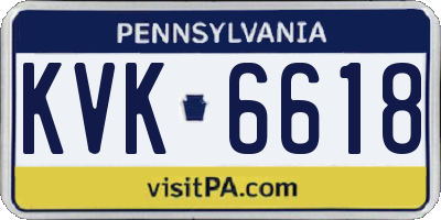 PA license plate KVK6618