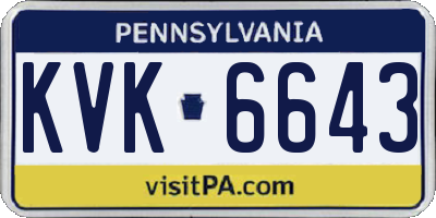 PA license plate KVK6643