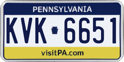 PA license plate KVK6651