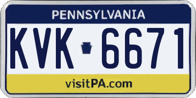 PA license plate KVK6671