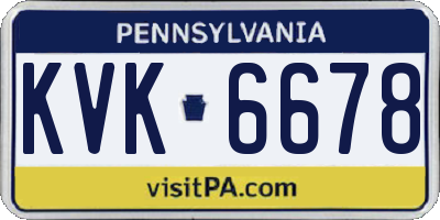 PA license plate KVK6678