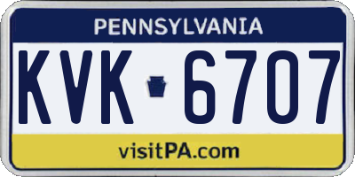 PA license plate KVK6707