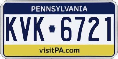 PA license plate KVK6721