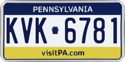 PA license plate KVK6781
