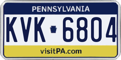 PA license plate KVK6804