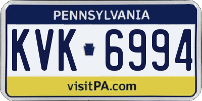 PA license plate KVK6994