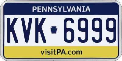 PA license plate KVK6999