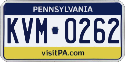 PA license plate KVM0262