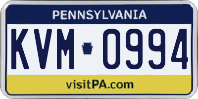 PA license plate KVM0994