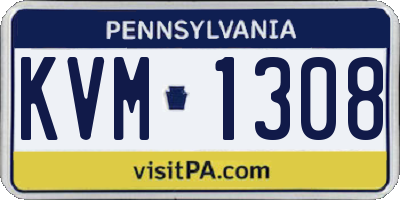 PA license plate KVM1308
