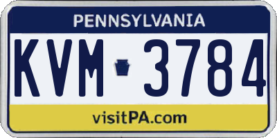 PA license plate KVM3784