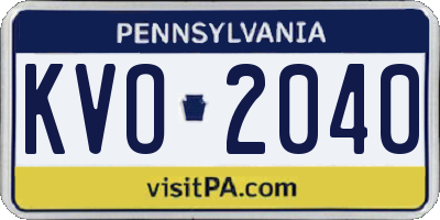 PA license plate KVO2040