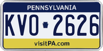 PA license plate KVO2626