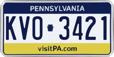 PA license plate KVO3421