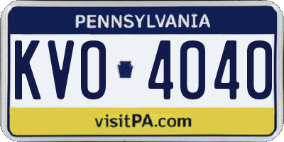 PA license plate KVO4040