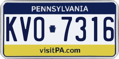 PA license plate KVO7316