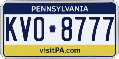 PA license plate KVO8777