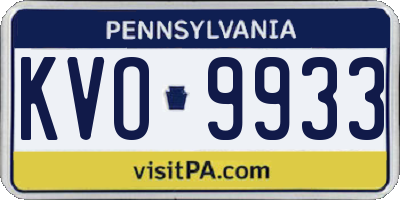 PA license plate KVO9933