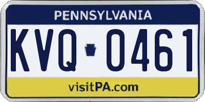 PA license plate KVQ0461