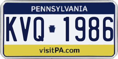 PA license plate KVQ1986
