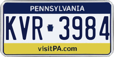 PA license plate KVR3984