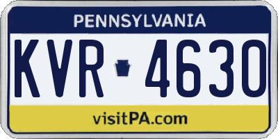 PA license plate KVR4630