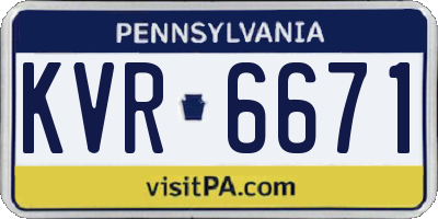PA license plate KVR6671
